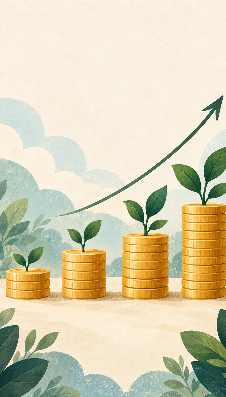 Illustration of money growing over time